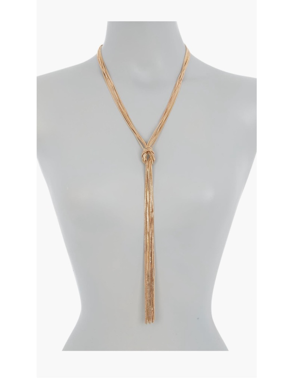 Gold Multi Strand Knotted Y-Necklace